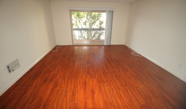 Very Large living room with hardwood floor leading to large balcony